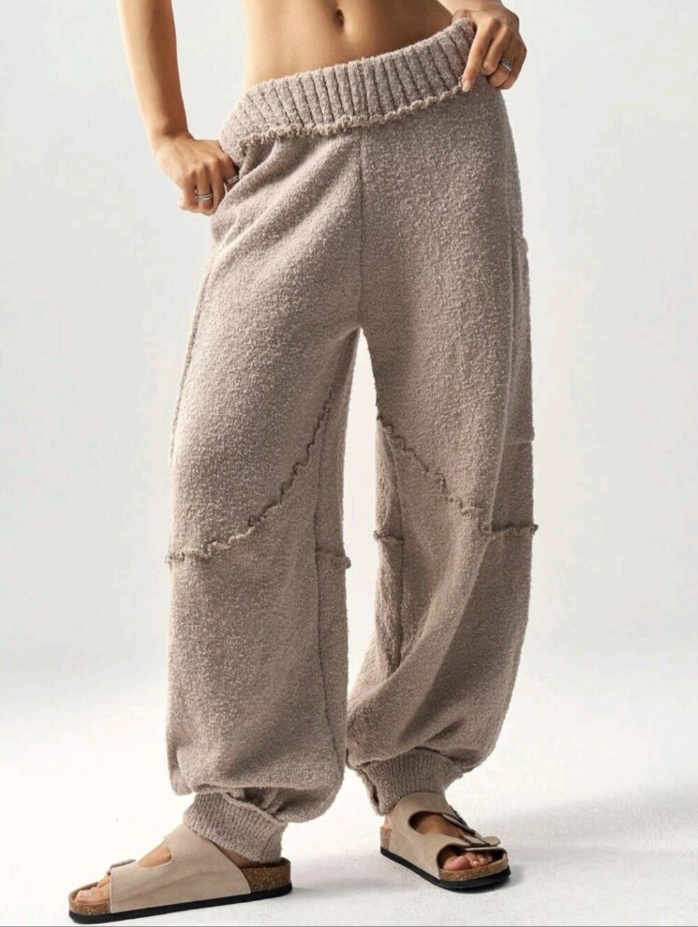 High Waist Loose Baggy Sweatpants With Cinched Ankles For Women, Suitable